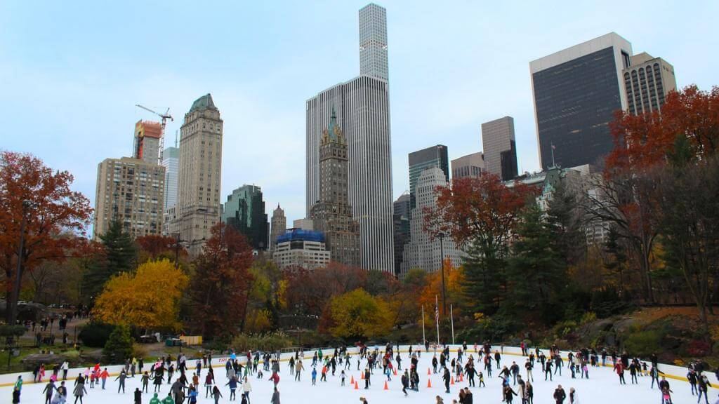 Stå på skøjter i Central Park New York